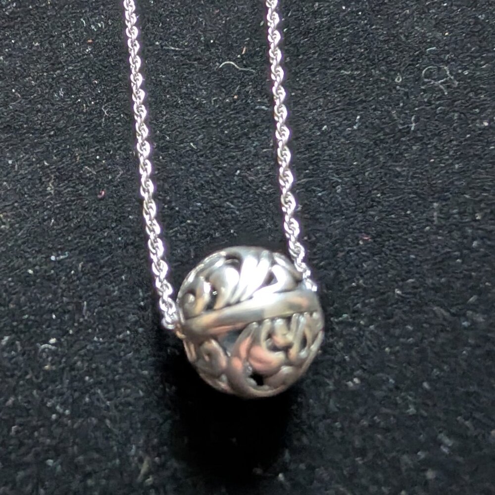 Women's Sterling Silver Ball Charm Necklace 19"
